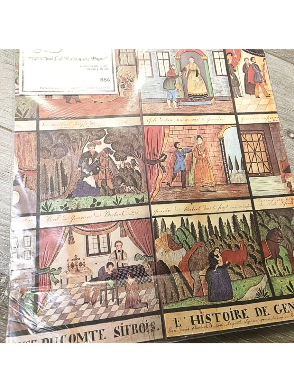 HTF RARE Charles-Frédéric Brun the Story of Geneviève Braba Gift Wrapping Paper